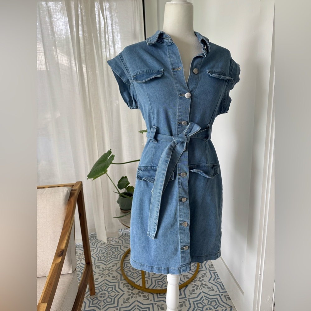 Women’s SHEIN Denim Button-Down Dress Size Large - Picture 6 of 10